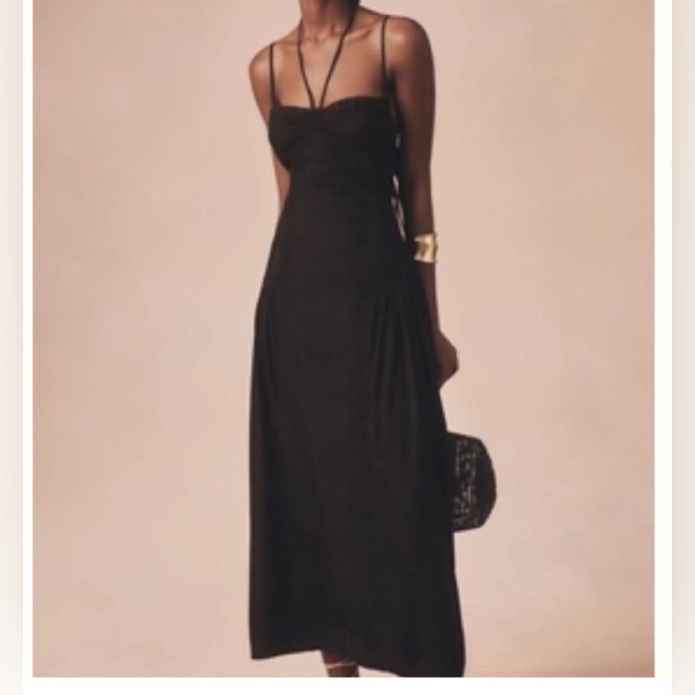 NWT Anthropologie Forever That Girl black Sleeveless Lace Midi Dress Boho L